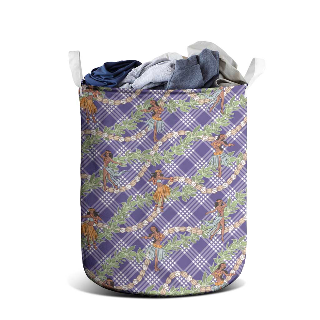 Lavender Palaka Hula Girls Seamless Hawaii Aloha Laundry Basket LT7 - Polynesian Pride