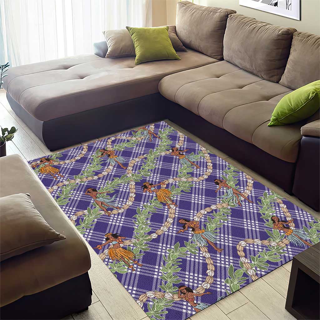 Lavender Palaka Hula Girls Seamless Hawaii Aloha Area Rug - Polynesian Pride