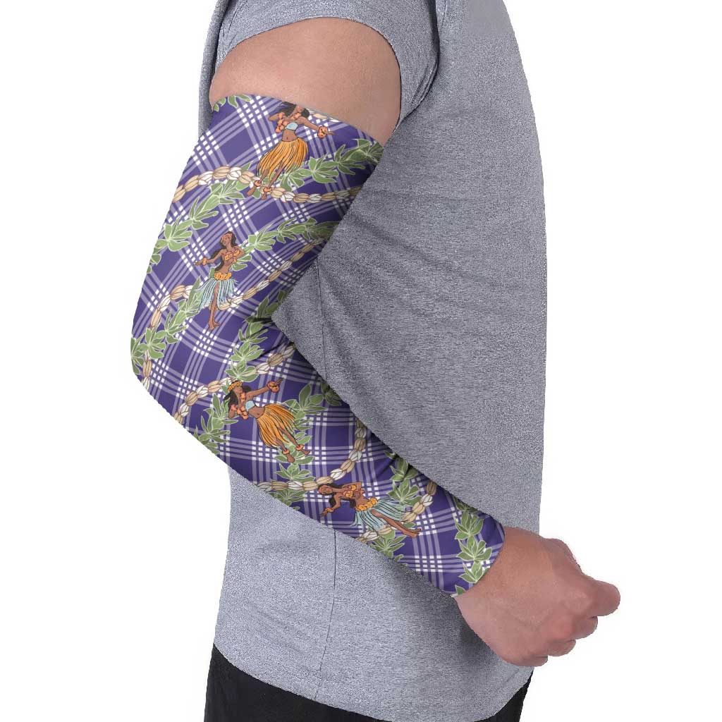Lavender Palaka Hula Girls Seamless Hawaii Aloha Arm Sleeves - Polynesian Pride