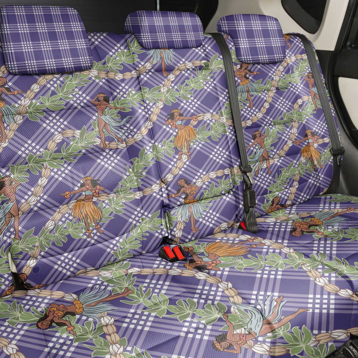 Lavender Palaka Hula Girls Seamless Hawaii Aloha Back Car Seat Cover - Polynesian Pride