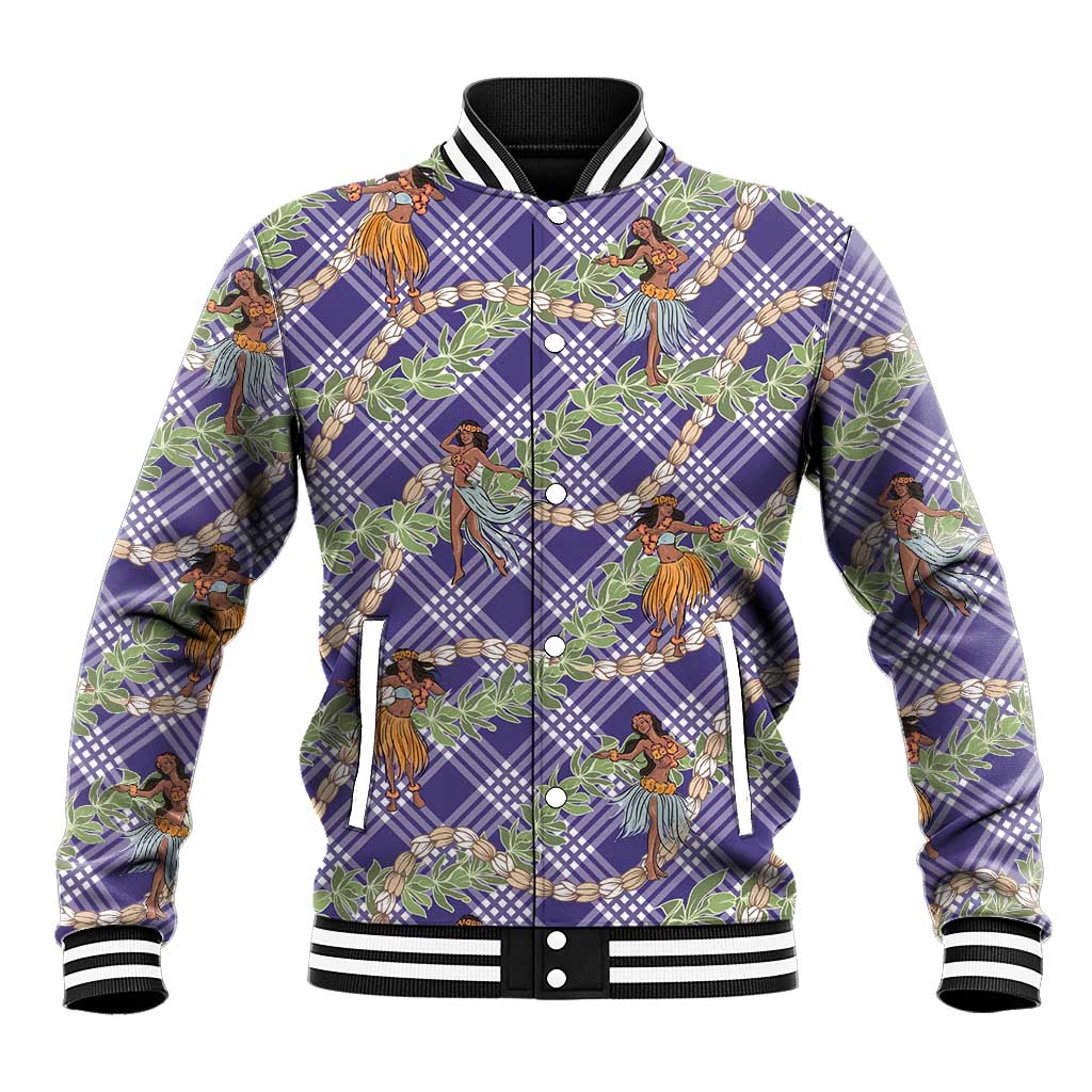 Lavender Palaka Hula Girls Seamless Hawaii Aloha Baseball Jacket - Polynesian Pride