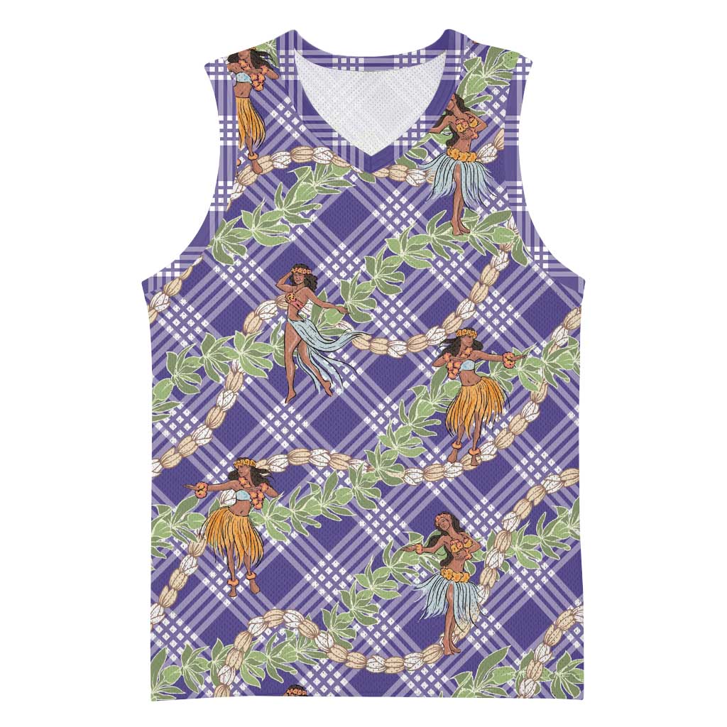 Lavender Palaka Hula Girls Seamless Hawaii Aloha Basketball Jersey LT7 Unisex Lavender - Polynesian Pride