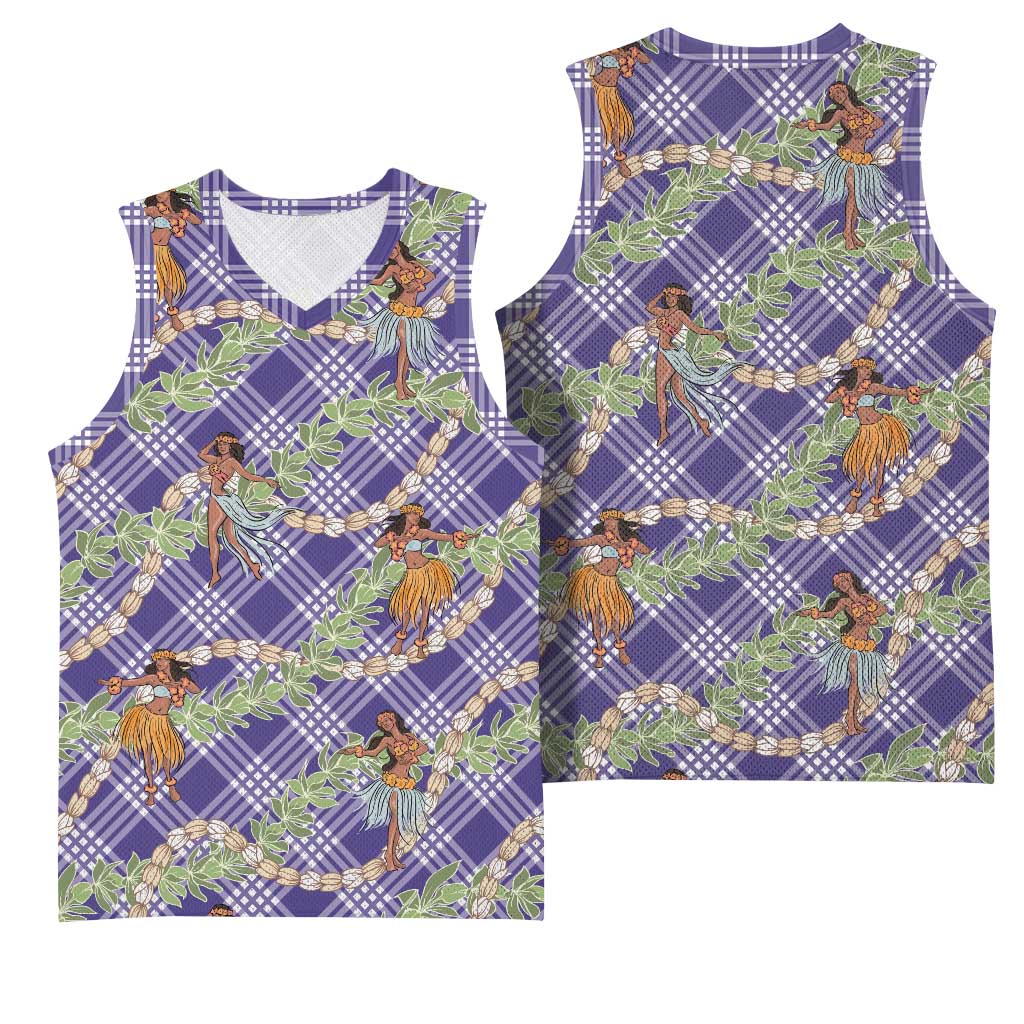 Lavender Palaka Hula Girls Seamless Hawaii Aloha Basketball Jersey LT7 - Polynesian Pride