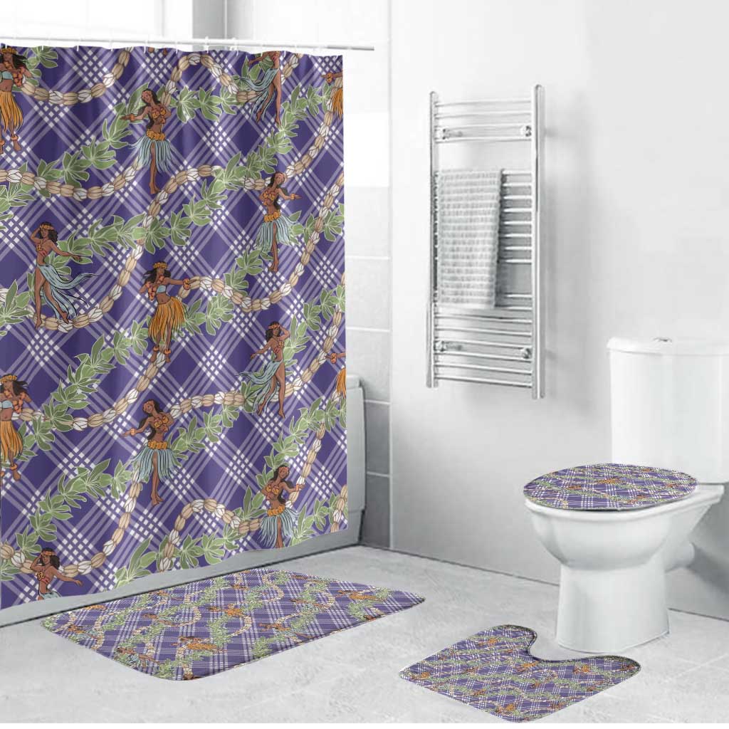 Lavender Palaka Hula Girls Seamless Hawaii Aloha Bathroom Set LT7 Bathroom Set (4 pcs) Lavender - Polynesian Pride