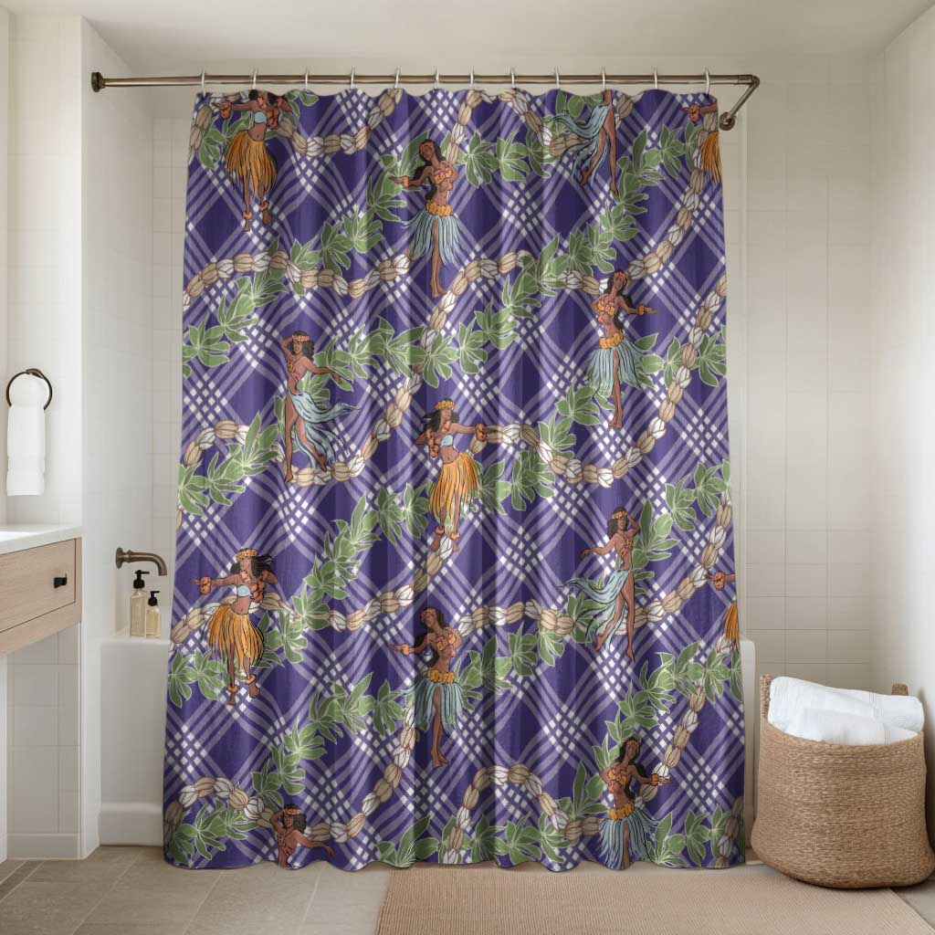 Lavender Palaka Hula Girls Seamless Hawaii Aloha Bathroom Set LT7 Shower Curtain Only Lavender - Polynesian Pride