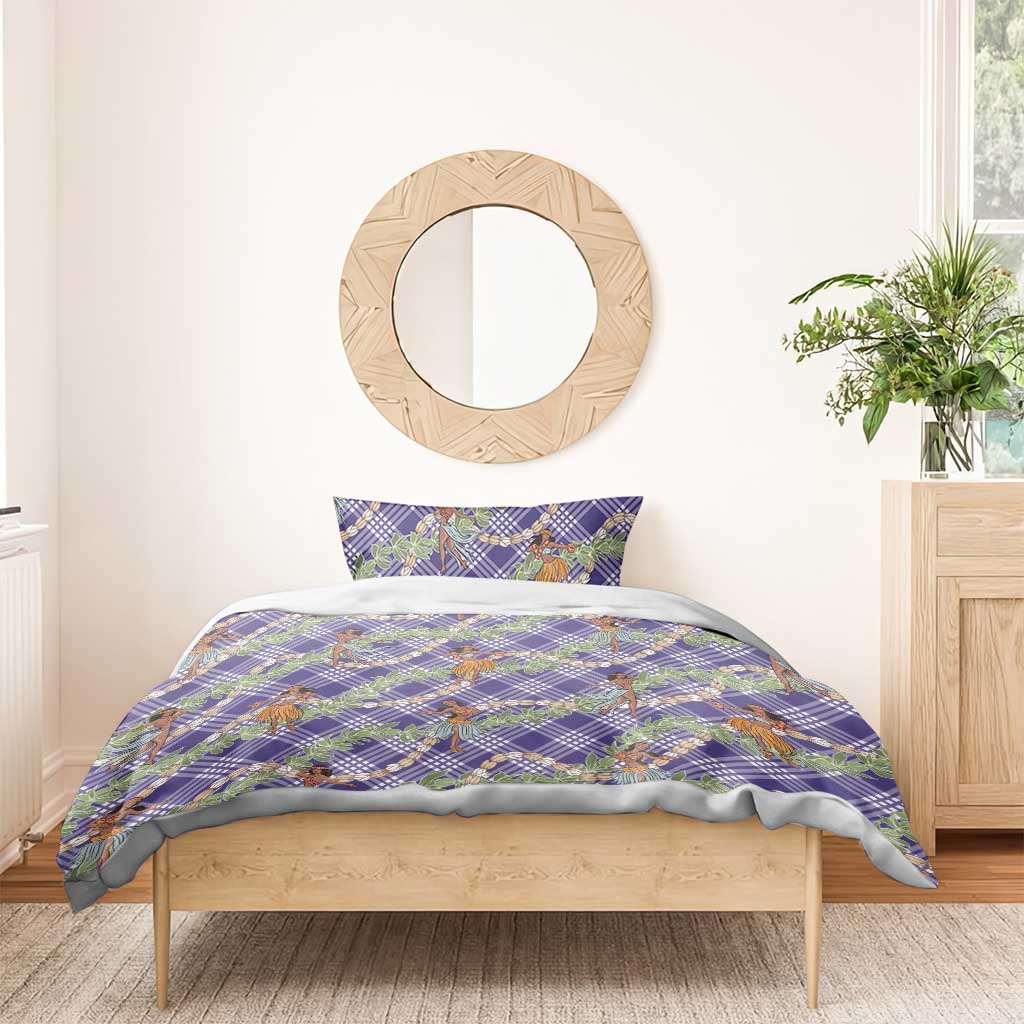 Lavender Palaka Hula Girls Seamless Hawaii Aloha Bedding Set - Polynesian Pride