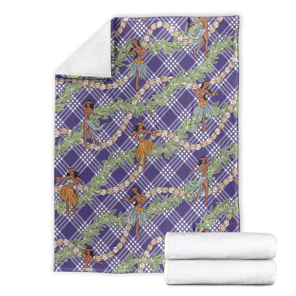 Lavender Palaka Hula Girls Seamless Hawaii Aloha Blanket - Polynesian Pride