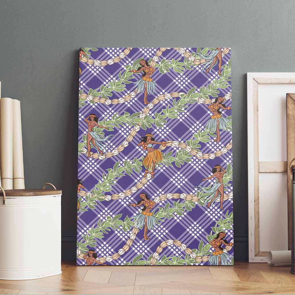 Lavender Palaka Hula Girls Seamless Hawaii Aloha Canvas Wall Art - Polynesian Pride
