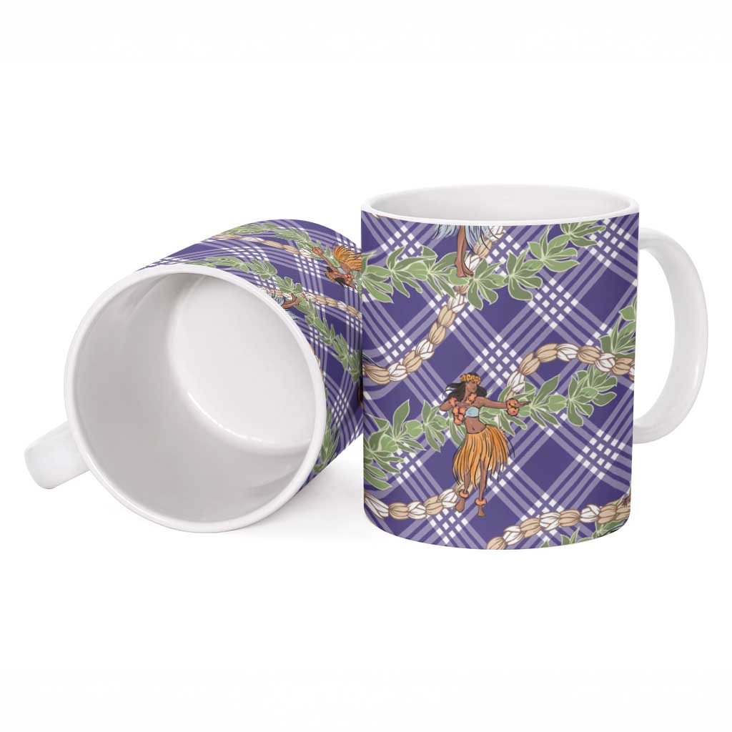 Lavender Palaka Hula Girls Seamless Hawaii Aloha Ceramic Mug - Polynesian Pride