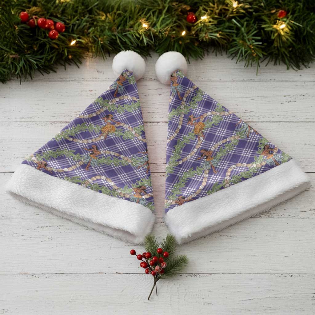 Lavender Palaka Hula Girls Seamless Hawaii Aloha Christmas Santa Hat - Polynesian Pride