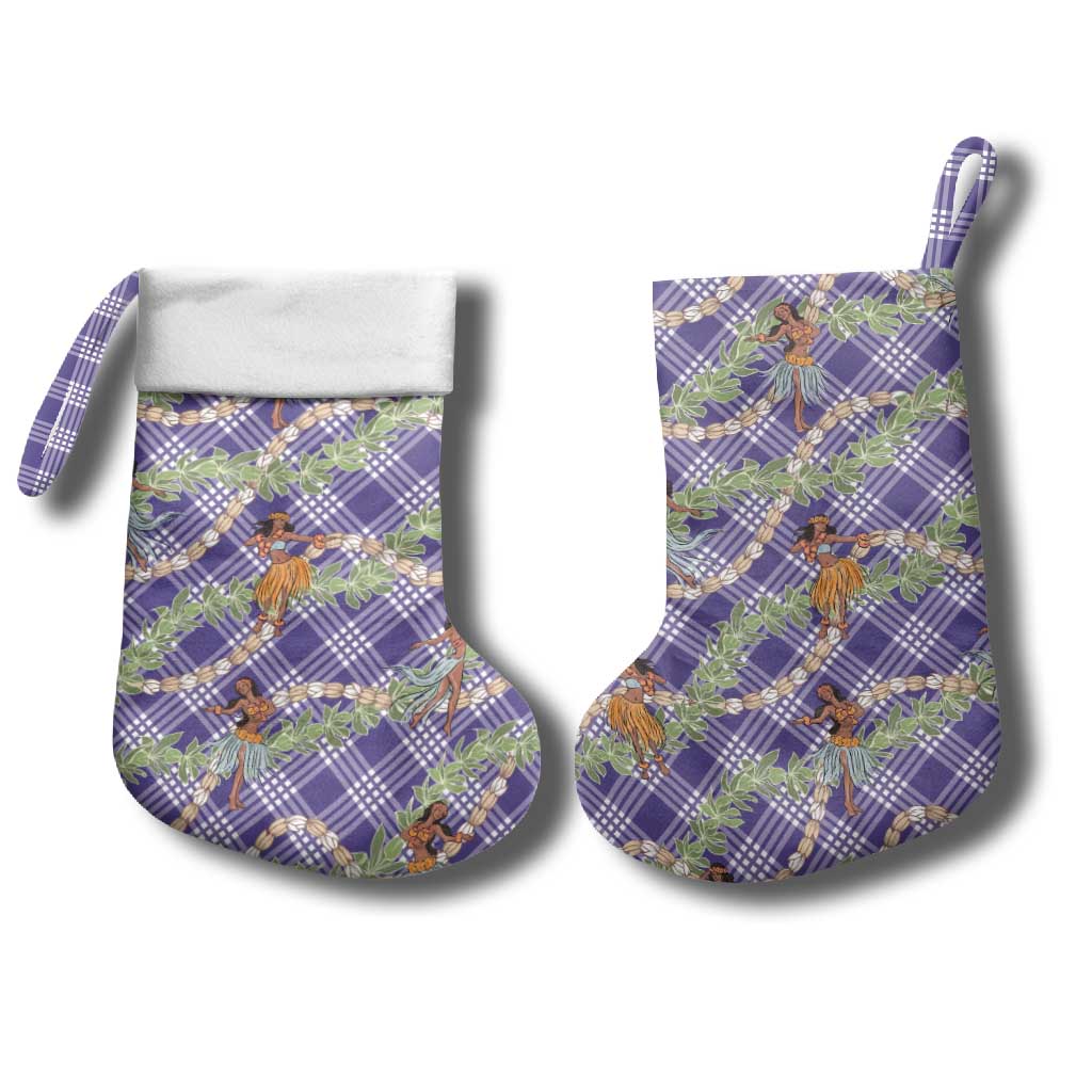 Lavender Palaka Hula Girls Seamless Hawaii Aloha Christmas Stocking - Polynesian Pride