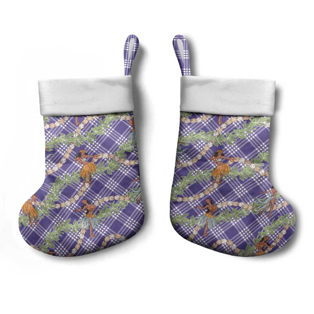 Lavender Palaka Hula Girls Seamless Hawaii Aloha Christmas Stocking - Polynesian Pride