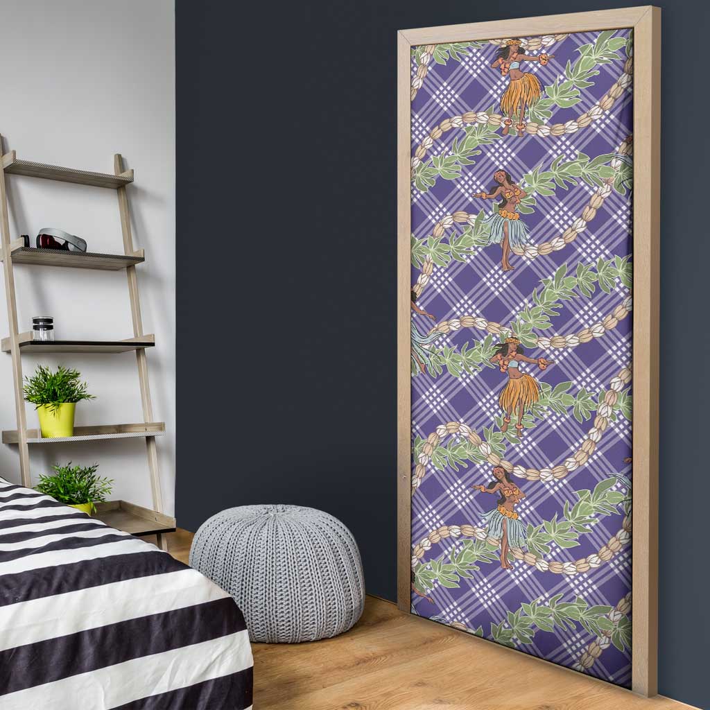 Lavender Palaka Hula Girls Seamless Hawaii Aloha Door Cover LT7 - Polynesian Pride