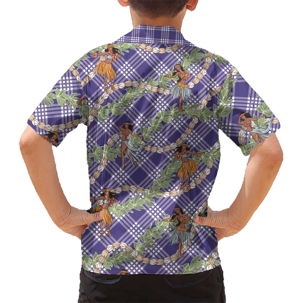 Lavender Palaka Hula Girls Seamless Hawaii Aloha Family Matching Mermaid Dress and Hawaiian Shirt - Polynesian Pride