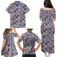 Lavender Palaka Hula Girls Seamless Hawaii Aloha Family Matching Puletasi and Hawaiian Shirt - Polynesian Pride