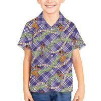 Lavender Palaka Hula Girls Seamless Hawaii Aloha Family Matching Puletasi and Hawaiian Shirt - Polynesian Pride