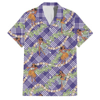 Lavender Palaka Hula Girls Seamless Hawaii Aloha Family Matching Summer Maxi Dress and Hawaiian Shirt - Polynesian Pride