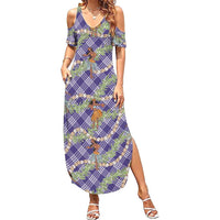 Lavender Palaka Hula Girls Seamless Hawaii Aloha Family Matching Summer Maxi Dress and Hawaiian Shirt - Polynesian Pride