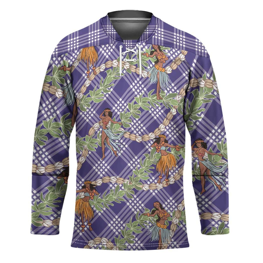 Lavender Palaka Hula Girls Seamless Hawaii Aloha Hockey Jersey LT7 Unisex Lavender - Polynesian Pride