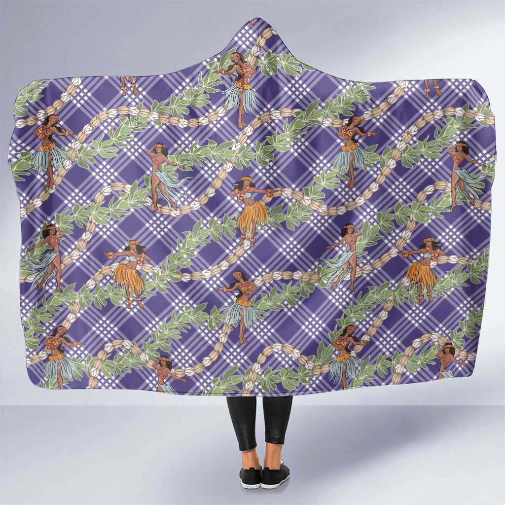 Lavender Palaka Hula Girls Seamless Hawaii Aloha Hooded Blanket LT7 One Size Lavender - Polynesian Pride