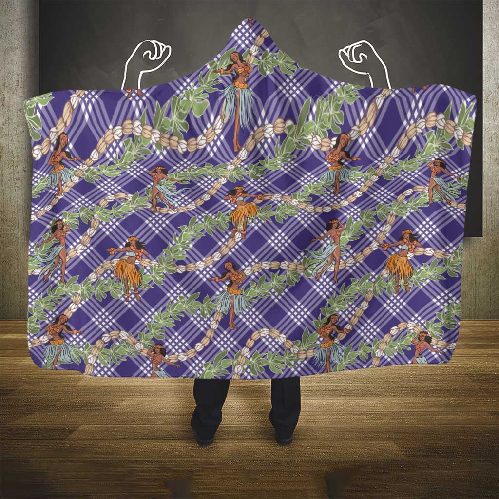 Lavender Palaka Hula Girls Seamless Hawaii Aloha Hooded Blanket LT7 - Polynesian Pride