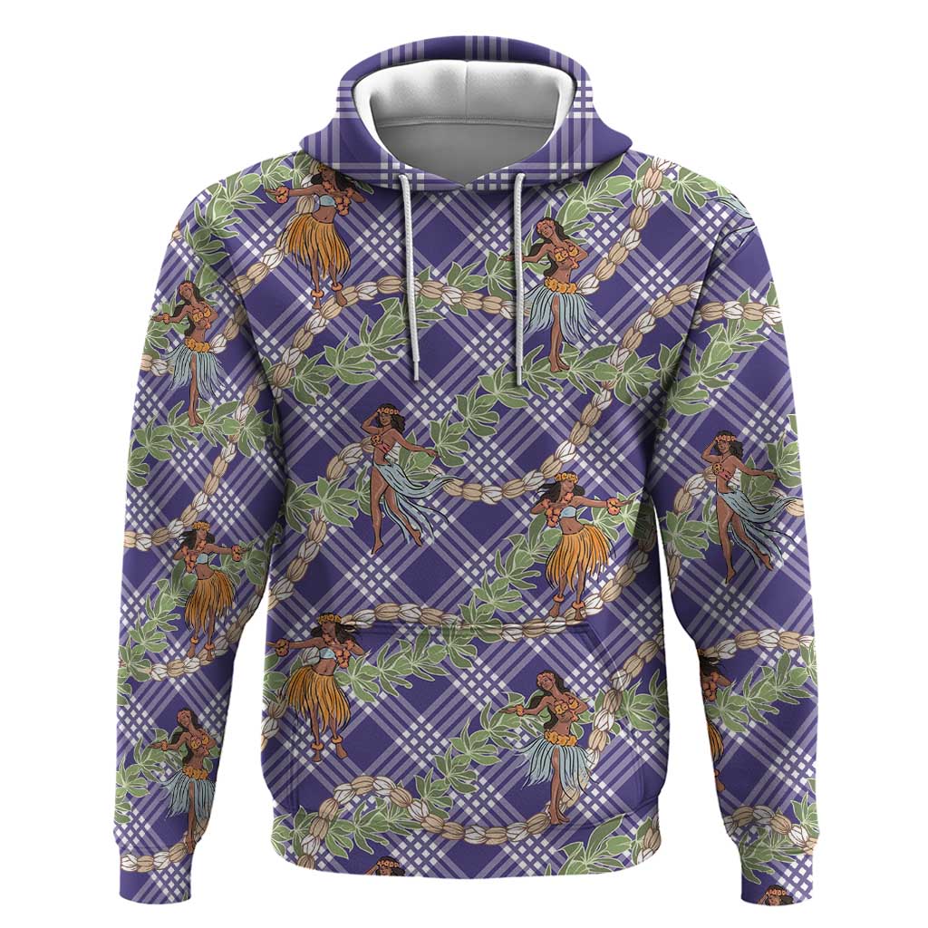 Lavender Palaka Hula Girls Seamless Hawaii Aloha Hoodie LT7 Pullover Hoodie Lavender - Polynesian Pride