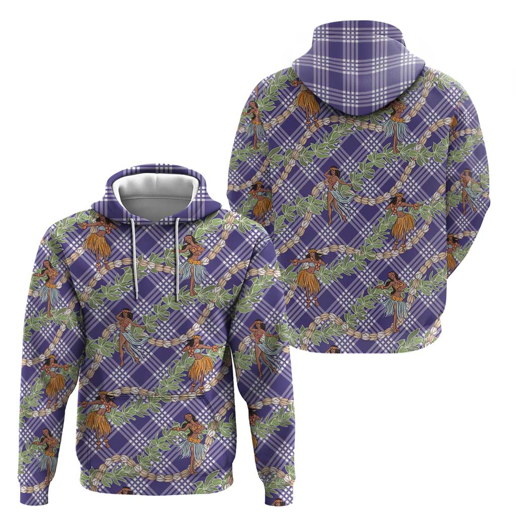 Lavender Palaka Hula Girls Seamless Hawaii Aloha Hoodie LT7 - Polynesian Pride