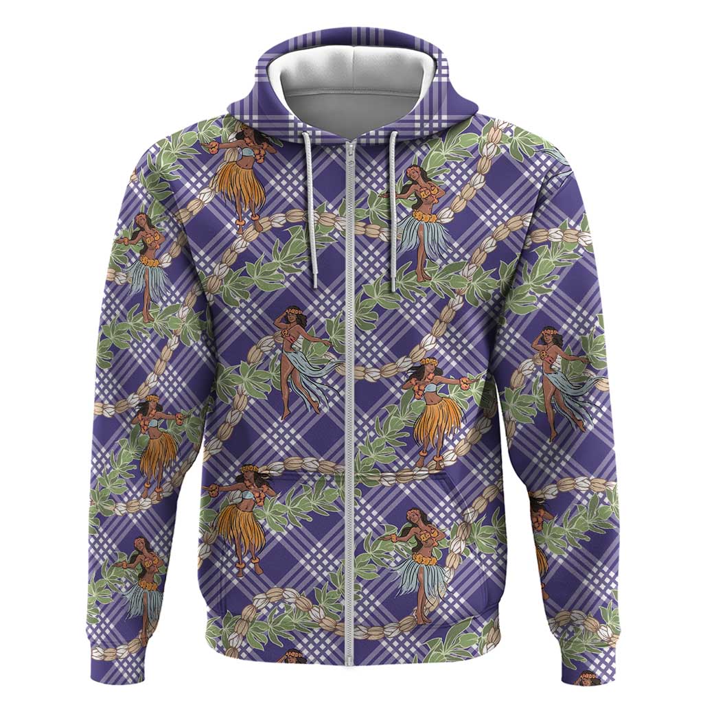 Lavender Palaka Hula Girls Seamless Hawaii Aloha Hoodie LT7 Zip Hoodie Lavender - Polynesian Pride