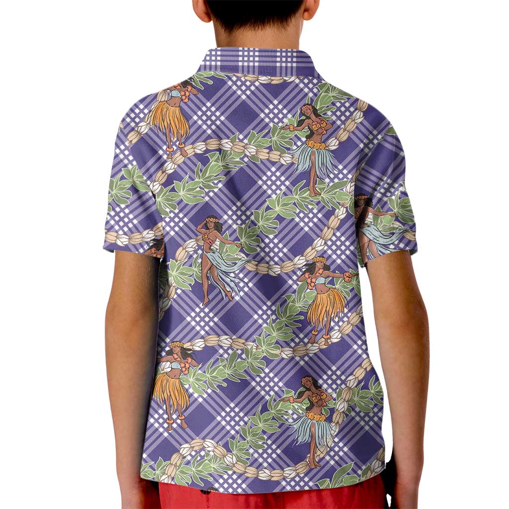 Lavender Palaka Hula Girls Seamless Hawaii Aloha Kid Polo Shirt - Polynesian Pride