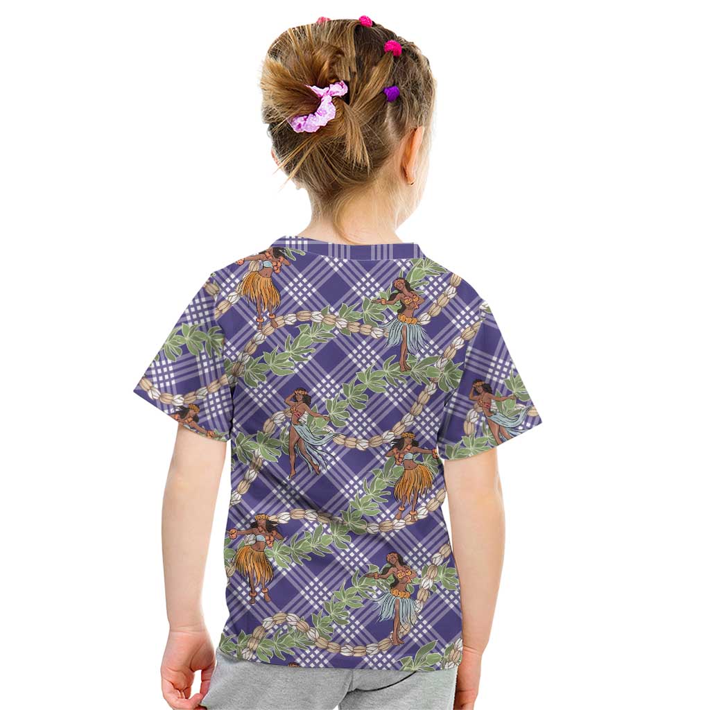 Lavender Palaka Hula Girls Seamless Hawaii Aloha Kid T Shirt LT7 - Polynesian Pride