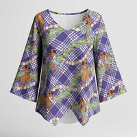Lavender Palaka Hula Girls Seamless Hawaii Aloha Kimono Sleeve Blouse LT7 Female Lavender - Polynesian Pride