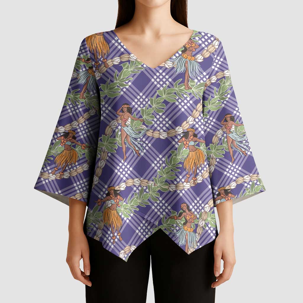 Lavender Palaka Hula Girls Seamless Hawaii Aloha Kimono Sleeve Blouse LT7 - Polynesian Pride
