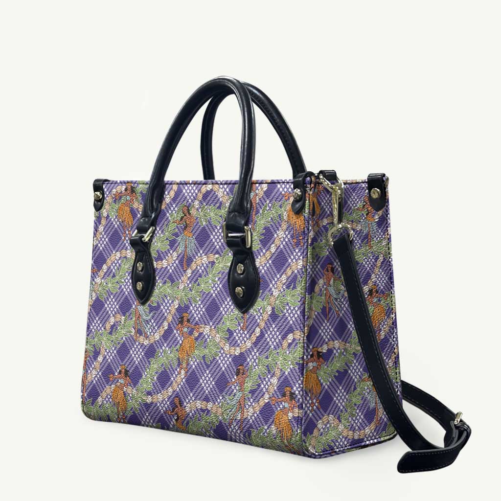 Lavender Palaka Hula Girls Seamless Hawaii Aloha Leather Bag LT7 Lavender - Polynesian Pride