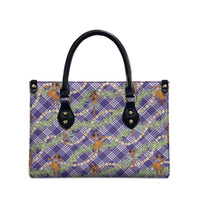 Lavender Palaka Hula Girls Seamless Hawaii Aloha Leather Bag LT7 - Polynesian Pride