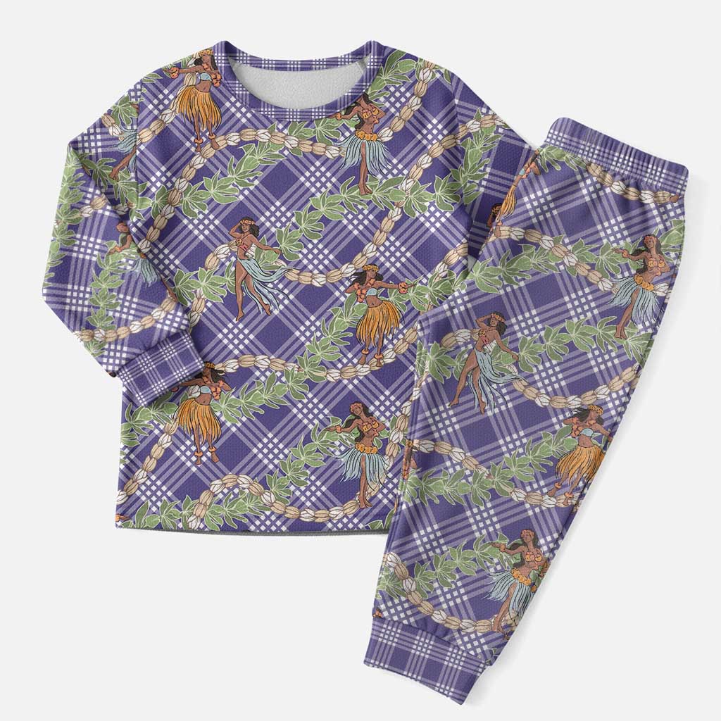 Lavender Palaka Hula Girls Seamless Hawaii Aloha Christmas Pajama Set LT7 Men Lavender - Polynesian Pride