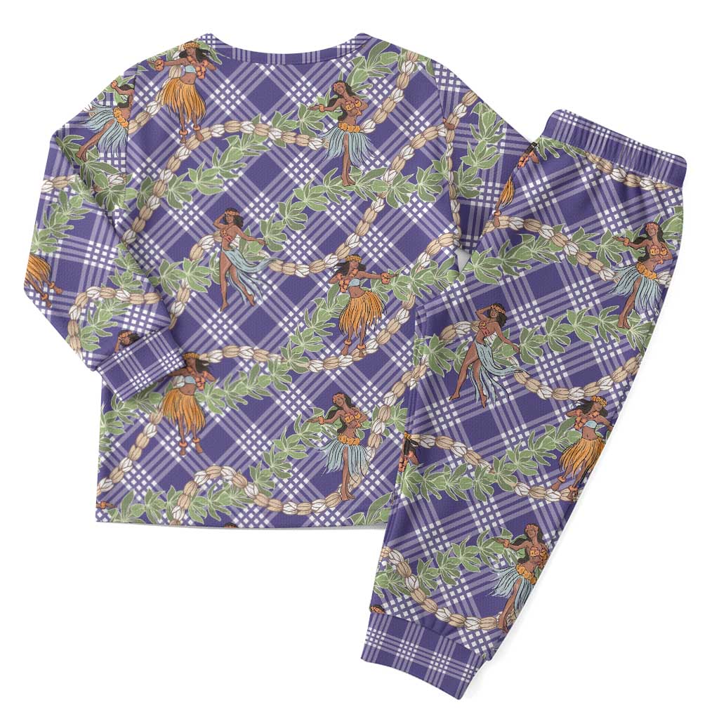 Lavender Palaka Hula Girls Seamless Hawaii Aloha Christmas Pajama Set LT7 - Polynesian Pride