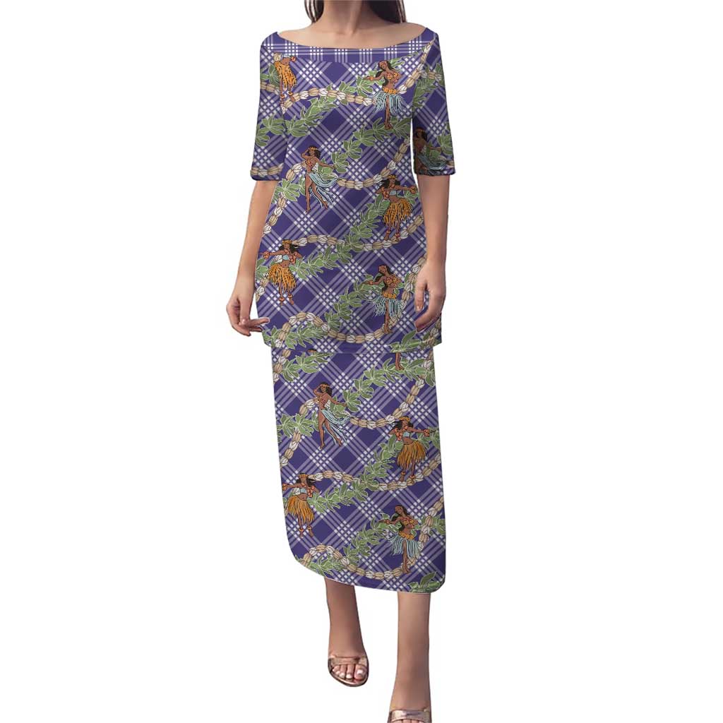 Lavender Palaka Hula Girls Seamless Hawaii Aloha Puletasi - Polynesian Pride