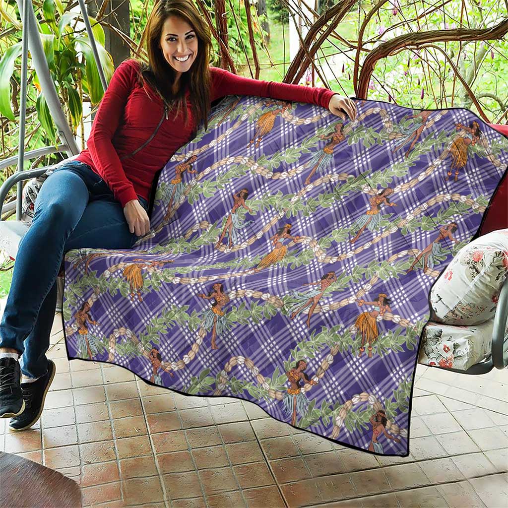 Lavender Palaka Hula Girls Seamless Hawaii Aloha Quilt - Polynesian Pride