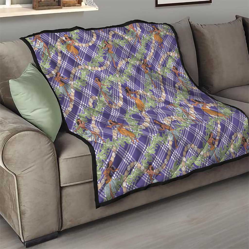 Lavender Palaka Hula Girls Seamless Hawaii Aloha Quilt - Polynesian Pride