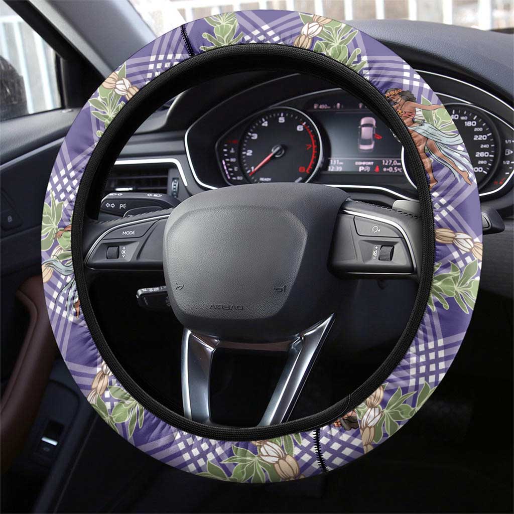 Lavender Palaka Hula Girls Seamless Hawaii Aloha Steering Wheel Cover LT7 - Polynesian Pride