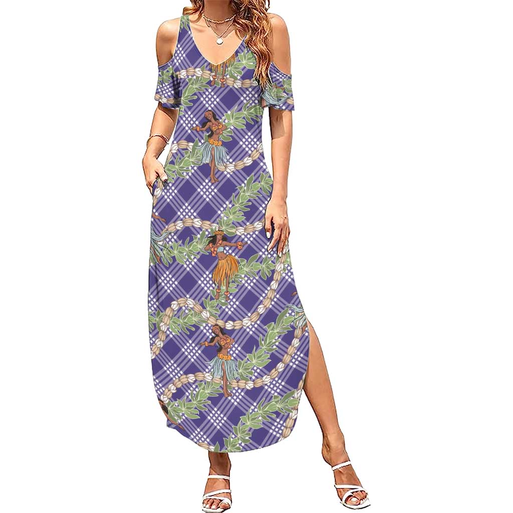 Lavender Palaka Hula Girls Seamless Hawaii Aloha Summer Maxi Dress - Polynesian Pride