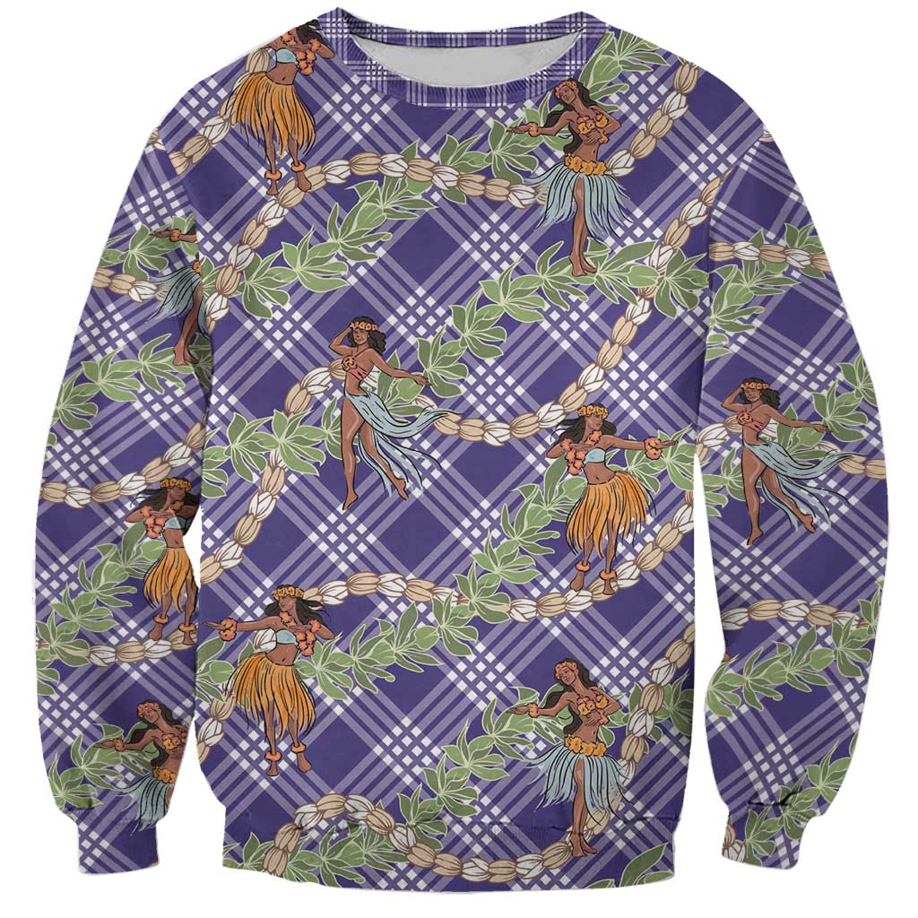 Lavender Palaka Hula Girls Seamless Hawaii Aloha Sweatshirt - Polynesian Pride