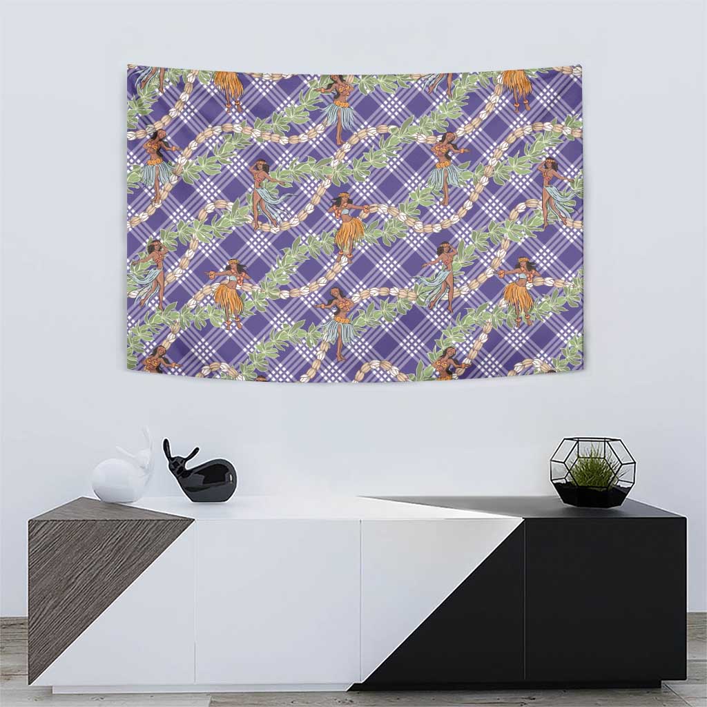 Lavender Palaka Hula Girls Seamless Hawaii Aloha Tapestry - Polynesian Pride
