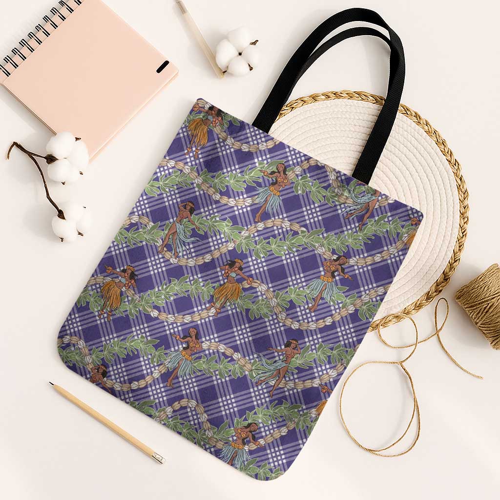 Lavender Palaka Hula Girls Seamless Hawaii Aloha Tote Bag LT7 Black Strap One Size Lavender - Polynesian Pride