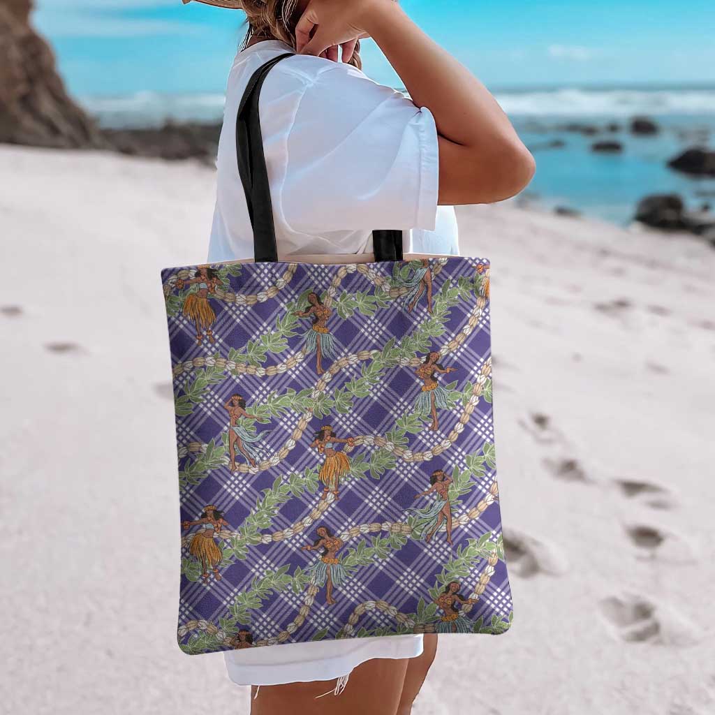 Lavender Palaka Hula Girls Seamless Hawaii Aloha Tote Bag LT7 - Polynesian Pride
