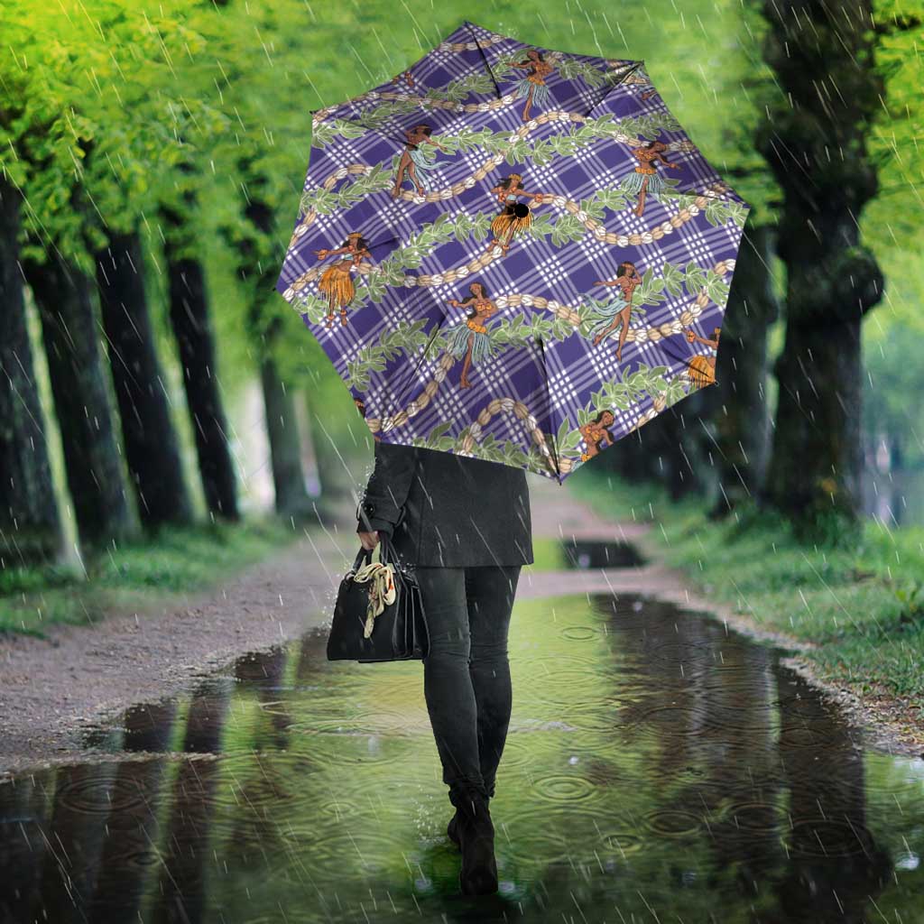 Lavender Palaka Hula Girls Seamless Hawaii Aloha Umbrella - Polynesian Pride