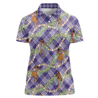 Lavender Palaka Hula Girls Seamless Hawaii Aloha Women Polo Shirt LT7 Female Lavender - Polynesian Pride