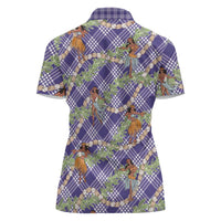 Lavender Palaka Hula Girls Seamless Hawaii Aloha Women Polo Shirt LT7 - Polynesian Pride