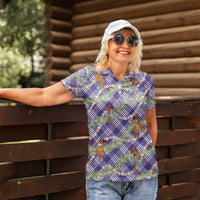 Lavender Palaka Hula Girls Seamless Hawaii Aloha Women Polo Shirt LT7 - Polynesian Pride
