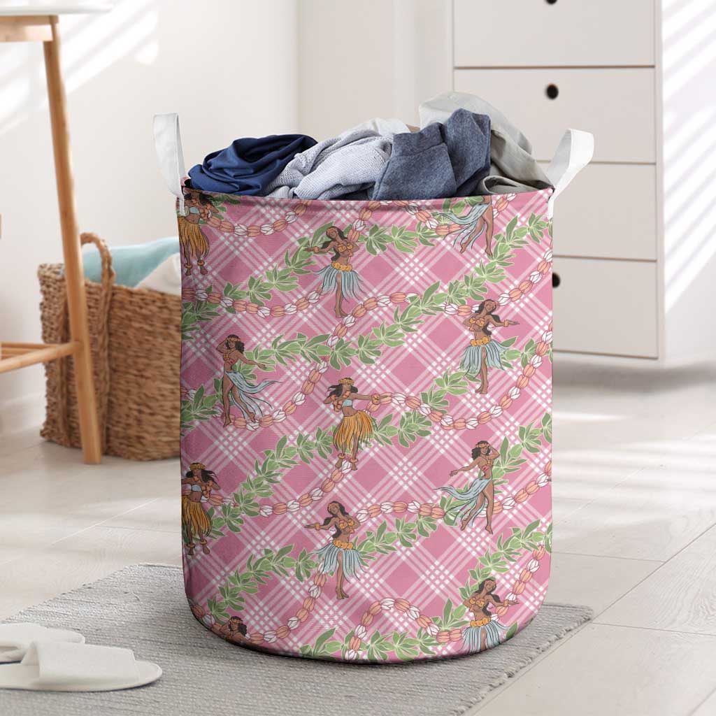 Lokelani Pink Palaka Hula Girls Seamless Hawaii Aloha Laundry Basket LT7 Pink - Polynesian Pride
